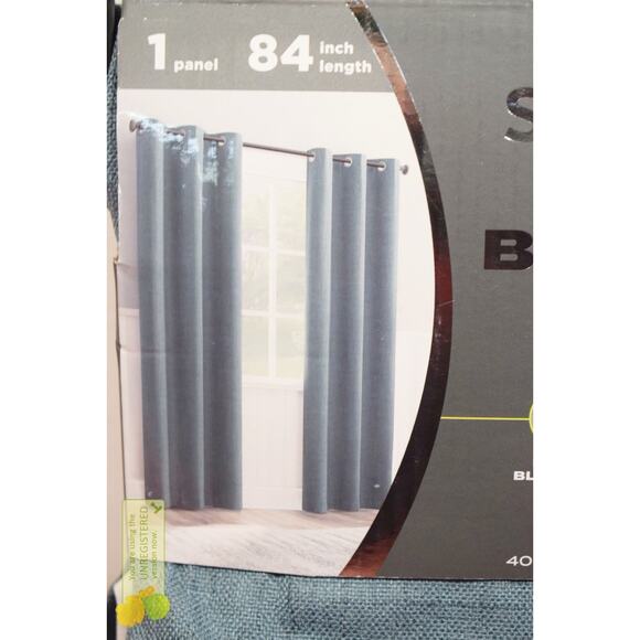 Sun Zero 40x84" Arlander Crosshatch Thermal Blackout Grommet Curtain Panel Blue* - Picture 4 of 8